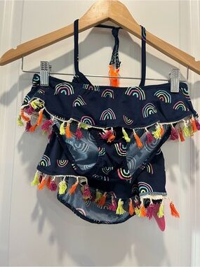Navy Rainbow Tassel Two-Piece Swim Set -Size 10-12